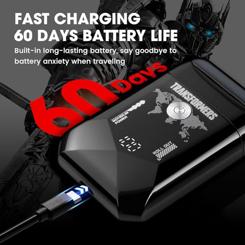 Image of Transformers Hasbro Electric Foil Shaver for Men, Portable Electric Shaver with Dual Floating Blades & LED Display, Electric Shaver for Men with 2 Gears, Adjustable, IPX7 Waterproof