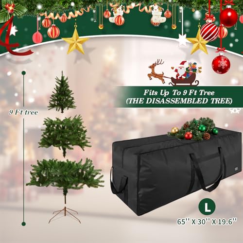 Image of 9 ft Christmas Tree Storage Bag, Heavy Duty Christmas Tree Bag with Reinforced Handles and Dual Zippers Wide Opening, Large Capacity fits for Artificial Christmas Tree (Black, 9 ft)