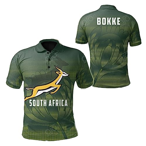 South Africa Springboks Bokke Rugby Unisex Adult Polo Shirt, Mens Polo Shirts for Gifts, Short Sleeve Men's Shirt Colorful