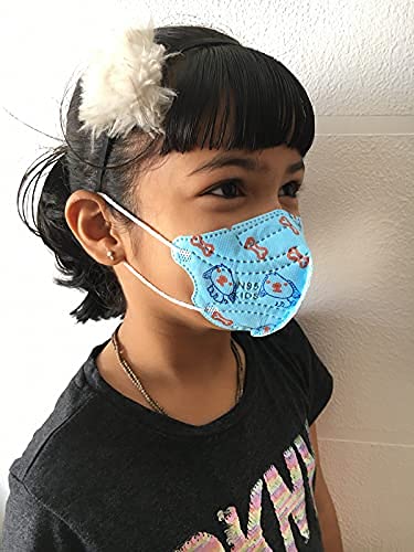 Image of N95 Style Kids Face Mask with Printed Design | Washable & Reusable Earloop Mask for Boys & Girls | Comfortable Breathable Face Cover for Kids Age 3-15 Years (Multicolor)
