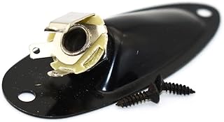 SoulDiM Guitar Input Jack Socket Output Jack Mono Loaded Boat Style 1/4 Inch with Screws for Fender Stratocaster Strat St Electric Guitar Replacement Parts (Black)