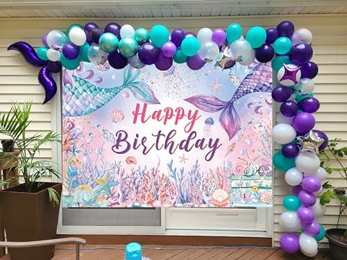 Fondo Fotográfico de Cumpleaños Sirena 5x3 pies miniatura 3