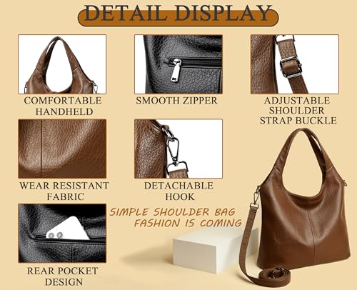 PU Leather Crossbody Tote Bag For Women Big Capacity Handbag Slouchy Tote Purses Shoulder Bag for Travel Work Party.4