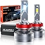 HLauto H11 LED Headlight Bulbs, 16000 Lumens 500% Brighter H8 H9 LED Bulbs, 6500K Xenon White, High Luminance Halogen Replacement, Pack of 2