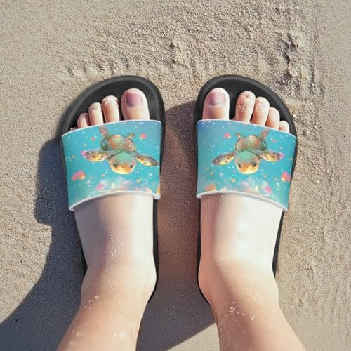 UNICEU Animal Print Slides Sandals for Kids Quick Dry Slip On Lightweight House Slippers Comfort Non-Slip Shower Indoor Shoes3