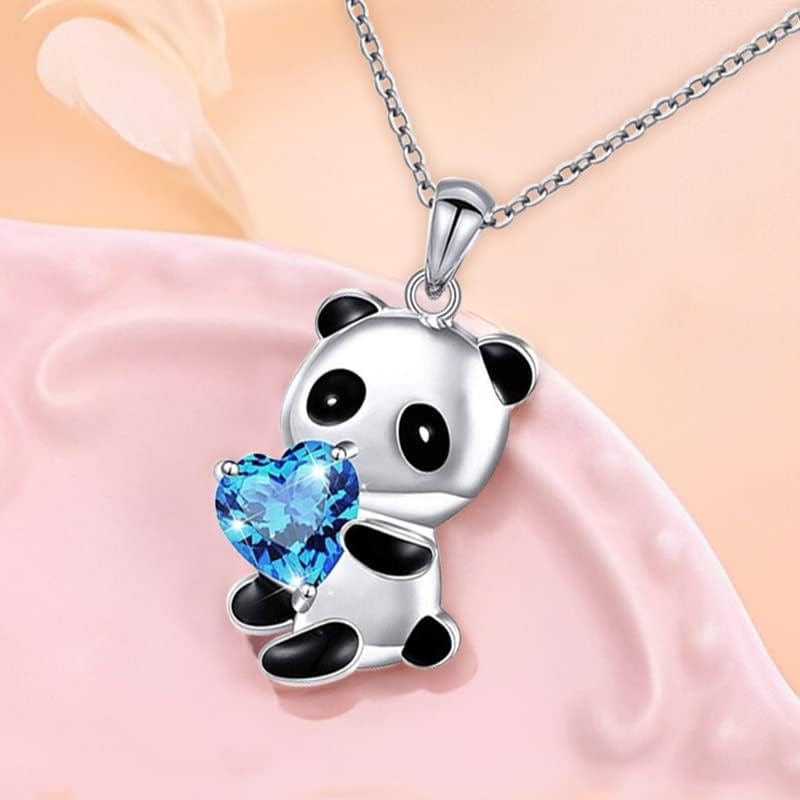 Kilener Panda Necklace for Women and Men - Blue Crystal Heart Pendant - Birthday & Christmas Gifts for Panda Lovers - Image 4