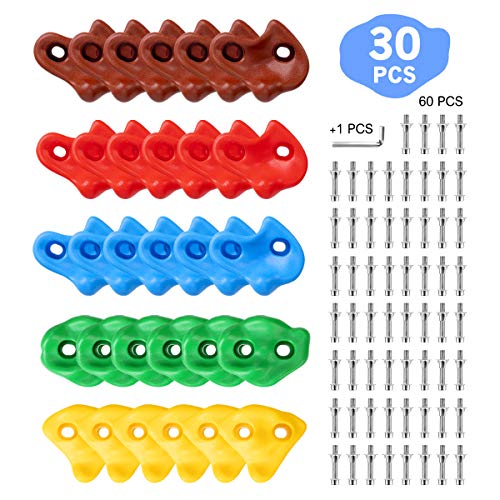 image for SEKKVY 30 Rock Wall Climbing Holds for Kids, Large Climbing Rocks for 