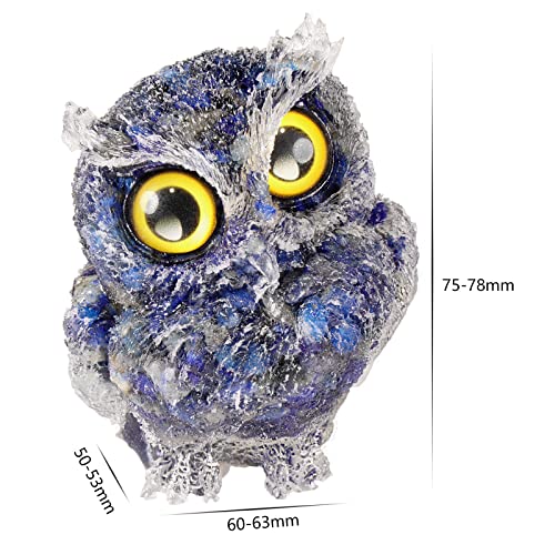 mookaitedecor 3 Inch Lapis Lazuli Crystal Owl Figurine Ornament for Home Office Decor Housewarming Gift Large Blue Owl Gift for Men Women Resin Stone Animal Sculpture Statue Good Luck Ornament - Image 2