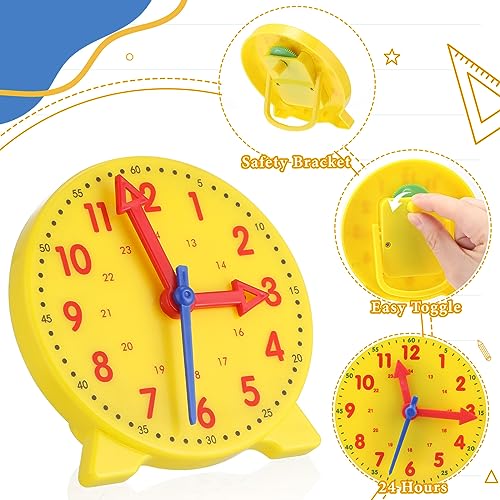 Image of Libima 30 Pieces Tell Time Teaching Clock Kit Time Activity Set Colorful Mini 12 /24 Hours Geared Clock for Basic Math Development Supplies, 3.9 Inch