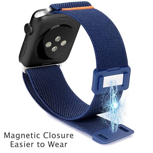 Image of Nylon Solo Loop Band Compatible with Apple Watch 40mm 41mm 42mm 38mm 44mm 45mm 46mm 49mm Women Men, Elastic Magnetic Clasp Stretchy Sport Strap for iWatch Series SE 11 10 9 8 7 6 Ultra