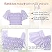 6-7 Year Old Girls Lavender Flower Dress Flutter Sleeve Cute Ruffle Dresses for Little Kids Stretchy Solid Color Princess Sundress Size 6 7 Wedding Flower Girl Skirts