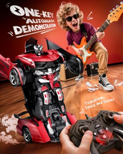 Image of Veeniix V992 1:14 Scale 2-in-1 Transform RC Robot Car Toy, Red