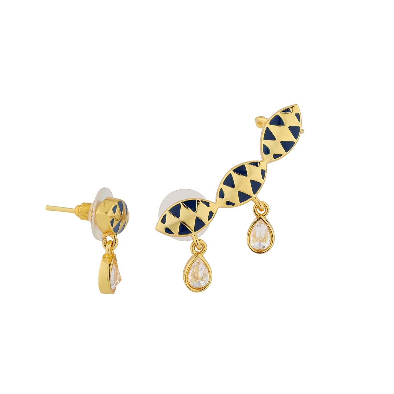 voylla Gota Patti Noor Cuff Mismatched Earrings For Women,Gold Earrings,Gift For Women & Girls,Enamelled Jewellery,Festive,Puja,Wedding,Gifting-picture-18