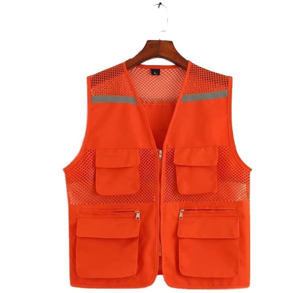 Chaleco Trabajo Chaleco De Seguridad Chalecos Reflectantes De Malla De Alta Visibilidad Con Bolsillos Y Cremallera Adecuado Para Trabajadores, Equitación Nocturna, Voluntario Emergencia Chaleco