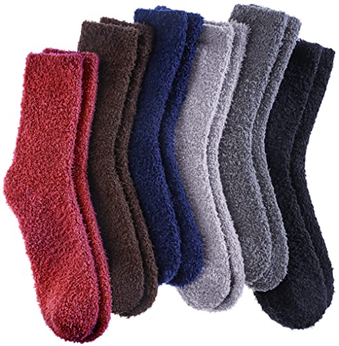 Image of LANLEO 5 /6 Pairs Womens Super Soft Fuzzy Plush Warm Winter Home Sleeping Slipper Socks
