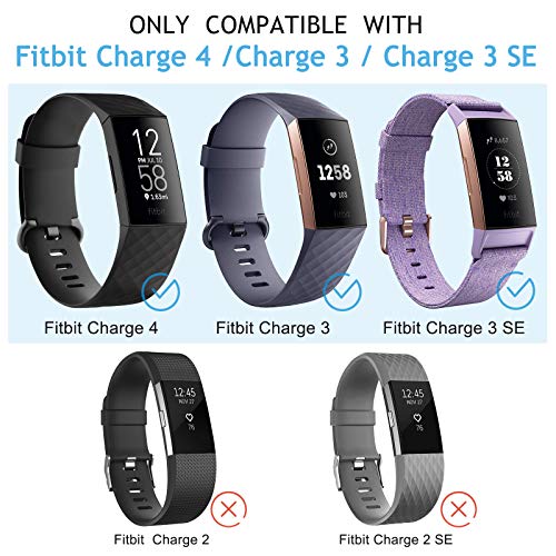 [Pacote com 10] Pulseiras de silicone macio compatíveis com pulseiras Fitbit Charge 4, tiras de subs