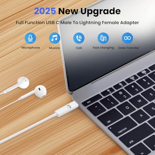 Image of Verilux 2 in 1 Light-ning to C Earphone Converter, PD 45W Type C Male to Light-ning Female Adapter with 480Mbps High-Speed Data Transmission for iPhone 16 /15 Series, iPad mini /Air /Pro