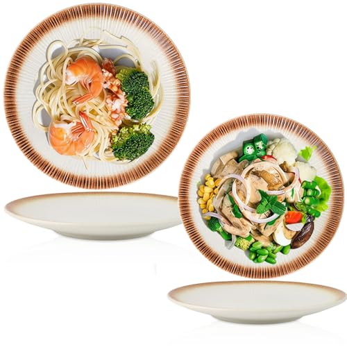 Platos Postre Plato Ceramica - Juego de 2 Platos para Ensalada en Estilo Multicolor - Set Platos de Desayuno 7.8- 9.8Platos Llanos Pequeños para Servir Aperitivos | Postres | Ensaladas - 20+25 cm ﻿