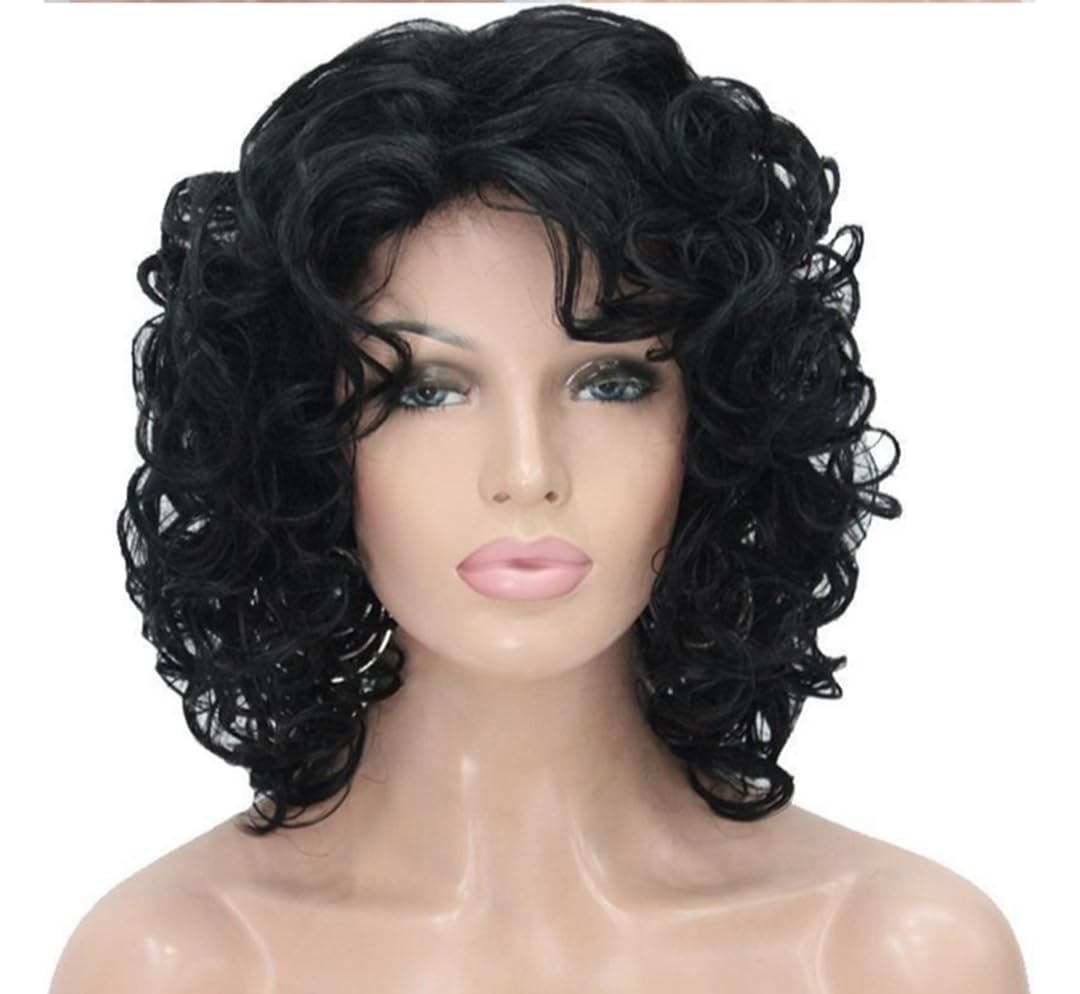 Cosplay MEN Jon Snow Wig Men's Curly Wig Short Black Curly Halloween party Wig