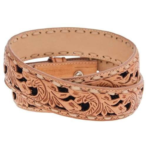 Men's Black Suede Underlay Natural Embossed Belt2