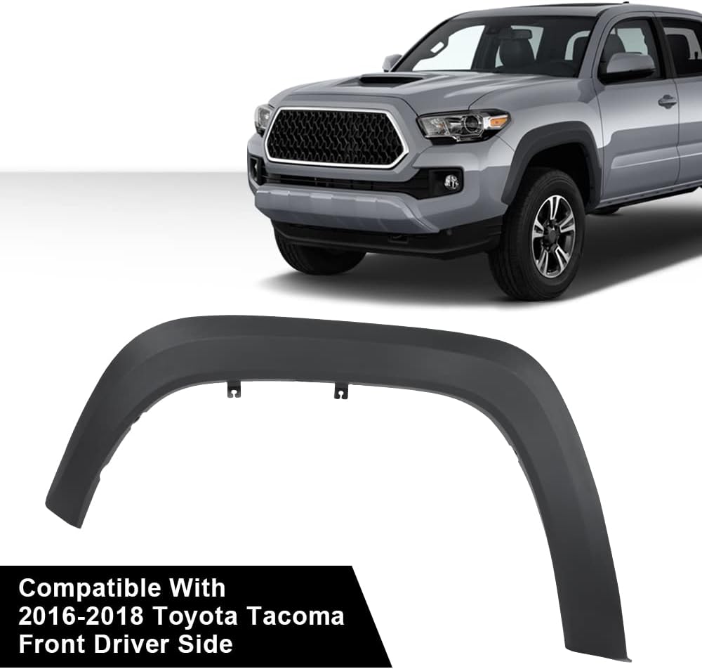 G-PLUS Fender Flares Front Left Driver Side, Compatible with Toyota Tacoma 2016-2021 Fender Flares Moulding Trim Wheel Opening Molding Set TO1290109 7587204060(Smooth Factory Style)