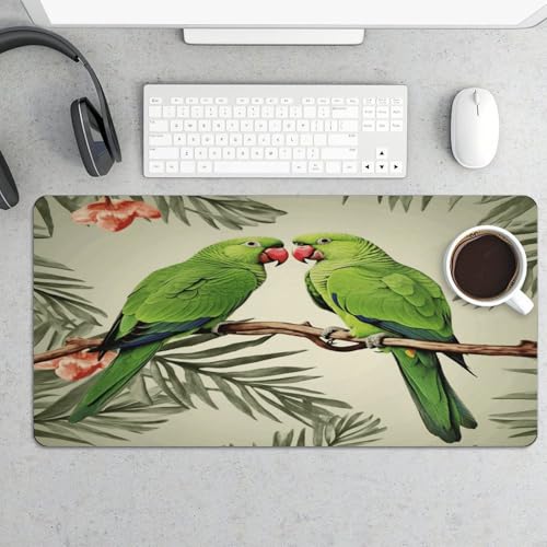 Couple Parrots Olive Mouse Pad grande antideslizante miniatura 5