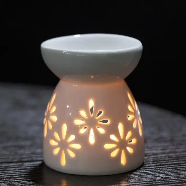 Brûleur à Huile Essentielle en Céramique - Lampe Aroma avec Cuillère à Bougie