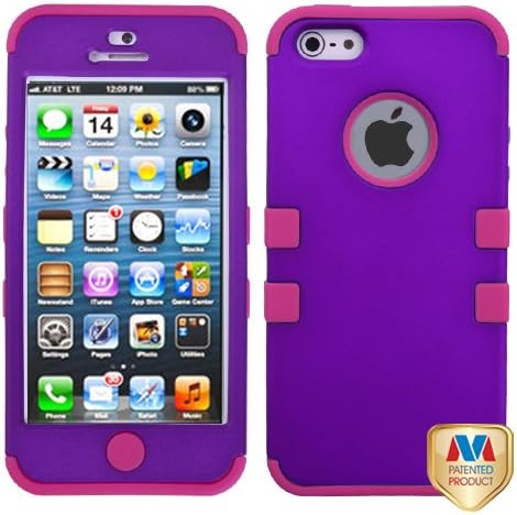 MYBAT IPHONE5HPCTUFFSO023NP Premium TUFF Case for iPhone 5 - 1 Pack - Retail Packaging - Grape/Hot Pink
