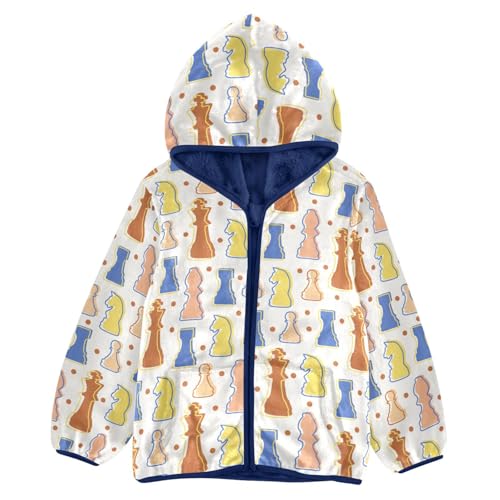 Chess Colorful Figures Girls Fleece Jacket Girls Fall Jacket Girls Zip Up Hoodie Girls Sherpa Jacket 2-10T