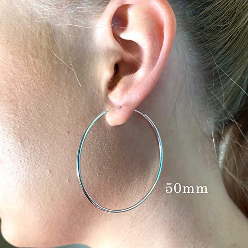Yl 50Mm Hoop Earrings 925 Sterling Silver Polished Circle Endless Earrings Hoops Diameter Jewelry Mother's Day Gift #TOP2
