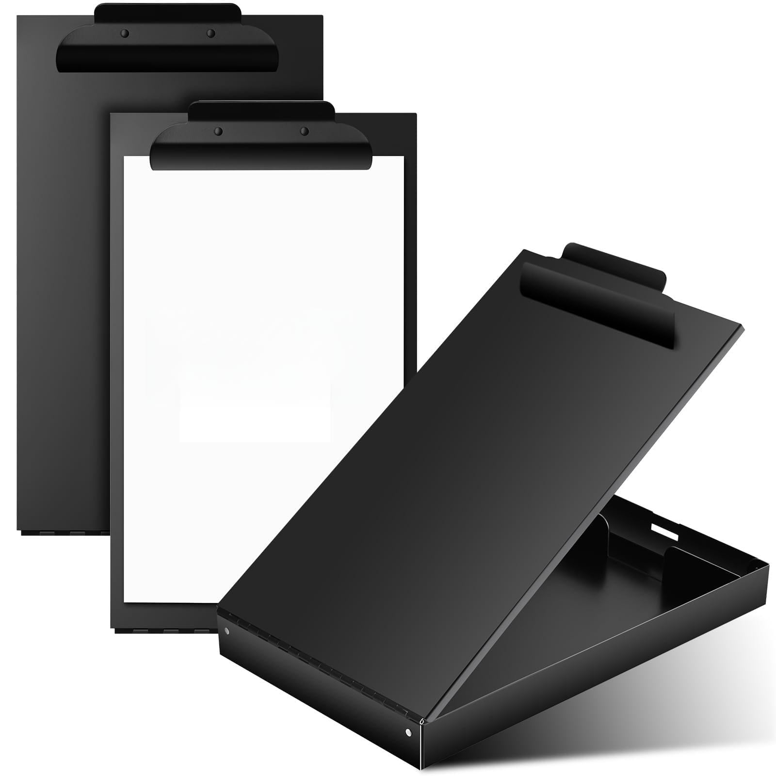 Aluminium-Klemmbrett in legaler Größe mit Stauraum, 21,6 x 35,6 cm, schwarz, robustes Metall, leicht, Formhalter mit Kapazitätsclip, 1 Fach, Klemmbrett für Rechtsanwälte und Bürobedarf, 2