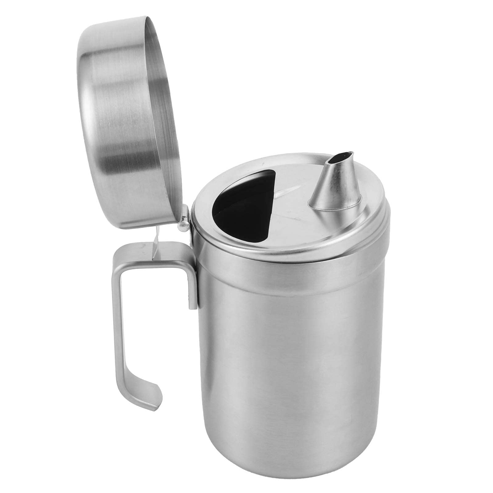 Bottiglia Dispenser Olio D'Oliva in Acciaio Inox 550 Ml, Contenitore Vaso Dispenser Olio A Prova di Perdite con Coperchio per Grasso Pancetta, Olio per Cucinare O Friggere
