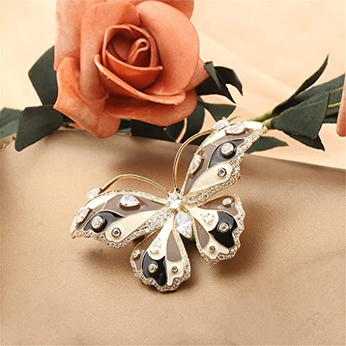 Broche papillon en pierre incrustée et émail bicolore au design raffiné - 3
