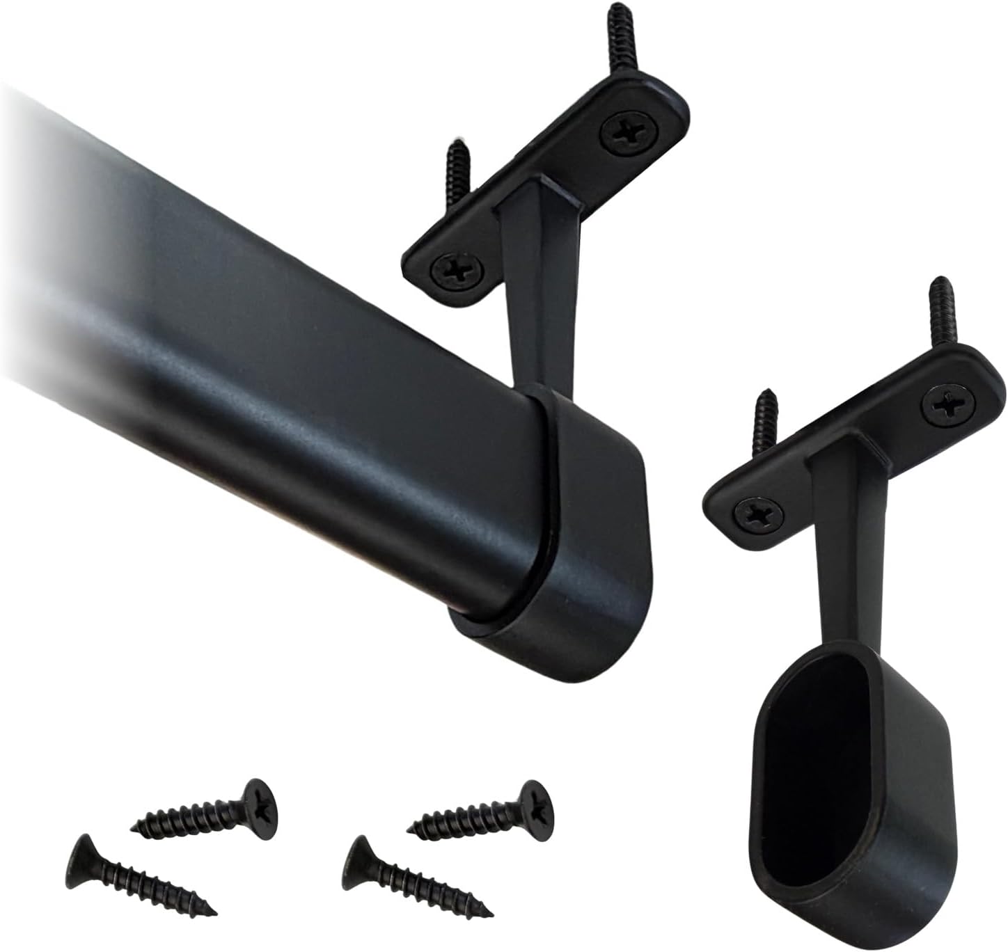 48" Oval Closet Rod Kit | Black | Top Hanger Brackets & Hardware | Heavy-Gauge Steel | 1 Kit | Desunia