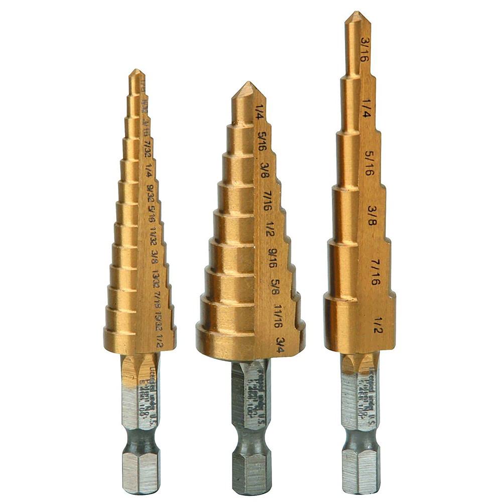 Dekton 3pc High Speed Steel Drill Sets - High Speed Step Drill, Silver