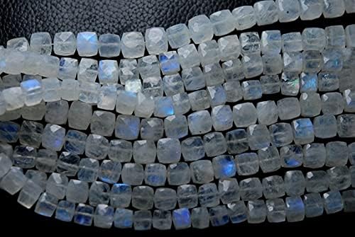 Pierre de lune arc-en-ciel perle facettée 3D briolette bleue 7-6mm pour bijouterie DIY