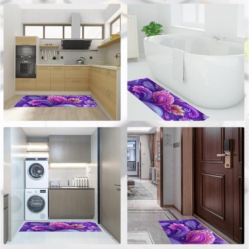 Tapis de cuisine lavables antidérapants confortables violet - 7