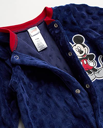 Disney Newborn Baby Boys & Girls Velour Footed Coverall: Mickey Mouse, Minnie Mouse, Winnie The Pooh (0-9 Months), Size 6-9 Months, Mickey Navy Blue #TOP1