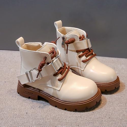 Girls Lace-up Ankle Boots Winter Fashion Warm PU Leather Boot Waterproof Outdoor Snow Booties for Kids 20254