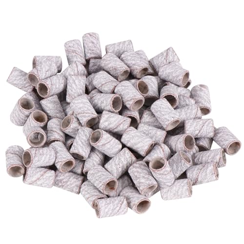VINTORKY Bandas de Lijado para Uñas 100 Piezas Blanco, Accesorios para Manicura y Pedicura, Compatible Taladros Eléctricos, Anillos de Lijado Profesionales para Uñas Naturales