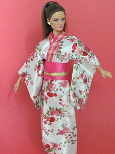 zfinding Barbie Doll Clothes : Japanese Silk Kimono with Amazing Print Fit Barbie Dolls