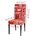 Ogrmar 4PCS Stretch Removable Washable Dining Room Chair Protector Slipcovers Christmas Decoration/Home Decor Dining Room Seat Cover (Christmas-A) (Vermilion)