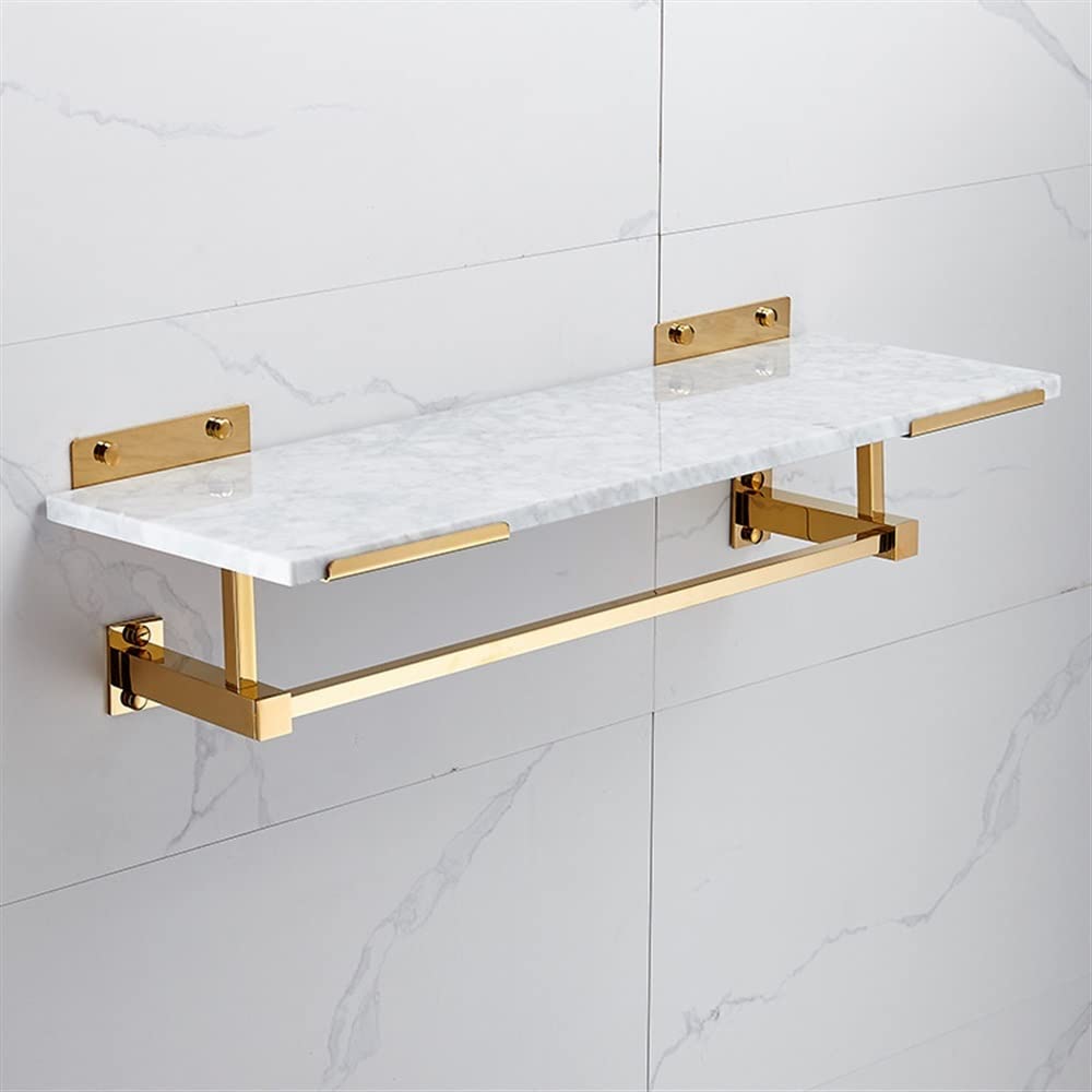 Shower Caddy New Brass Marble Towel Rack Bathroom Gold Towel Bar Toilet Wall Mounting Rack Tripod Bathroom Organizer