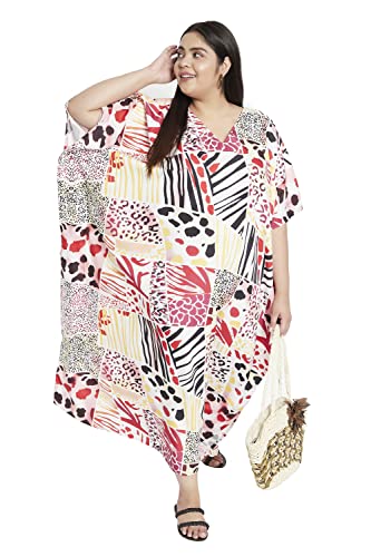 Image of Oussum Women Polyester Casual Long Plus Size Beach Caftan Cover Up Maxi Dress 1X-3X Summer Kaftan Dresses for Women