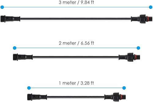 Miniatura 2 de BTF-LIGHTING 5 cables de extensión IP65 de 3.28 pies 3.3ft 3 pines 22AWG con conectores macho y hembra en ambos extremos para WS2811 WS2812B SK6812