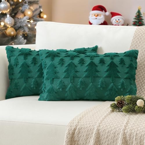 JOTOM 2er Set Weihnachten Kissenbezüge, Plüsch Kurze Wolle Dekorativ...