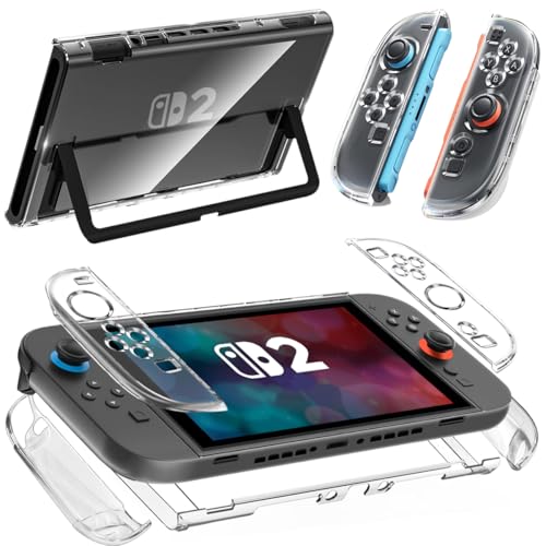 Nintendo Switch 2 �J�o�[ �N���A [ONETIAOLONG] �X�C�b�`2 �P�[�X PC�f�ސ� ���̎��݌v ���E�ȒP ���ϖh�~ ���^�y�ʐ݌v ���ϏՌ� �w��h�~ ���h�~ �ی�J�o�[ Switch 2 (2025) �Ή�(�N���A)