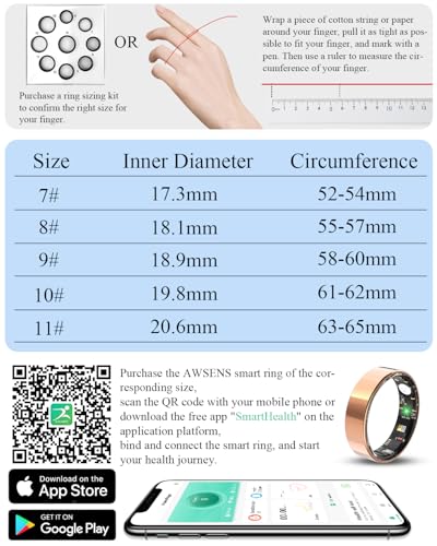 Smart Ring for Women Men Fitness Tracker with Blood Oxygen,Heart Rate,Sleep Monitoring,Step Counting,for iPhone and Android,Waterproof smart blood pressure monitor,No Subscription Fees (Rose Gold, 8) — view 3