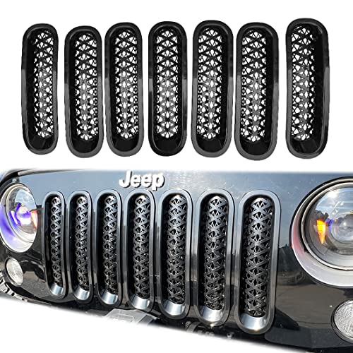 Suorto For Jeep Wrangler Jk Grille Insert, Black Front Mesh Grille Cover Protector Clip For Jeep Jk Wrangler And Wrangler Jk Jku 2007-2017 #TOP1