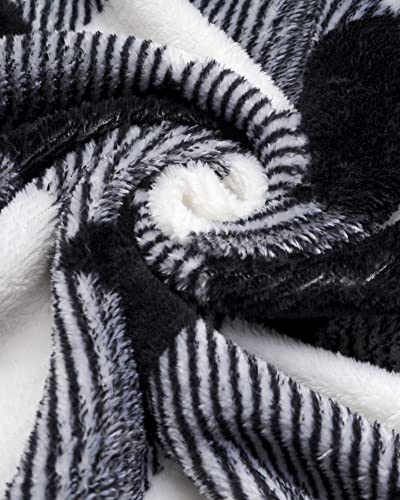 Lucky Brand Women's Bathrobe - Fleece Shawl Collar Belted Robe With Hood, Size Large, Black/White #TOP2